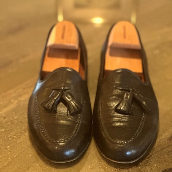 Men\'s Moreschi Black Leather Slip Ons with Tassels Size 9.5, Medium